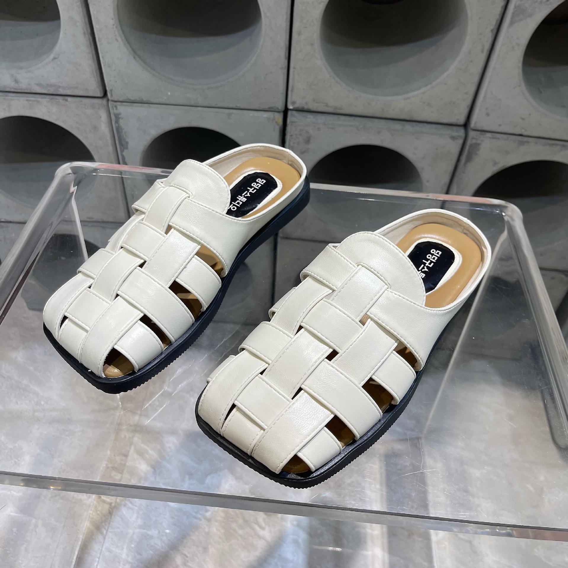 

Женские туфли-мюли из натуральной кожи с квадратным носком, модные дизайнерские тапочки с крестиком, мягкие туфли для отдыха, прогулок и сада, брендовые туфли-мюли 35 белый