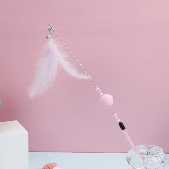 Kitten Wand Comfortable Grip Enhance Emotion Bite Resistant PVC Cats Fishing Pole Feather Toy for Holiday