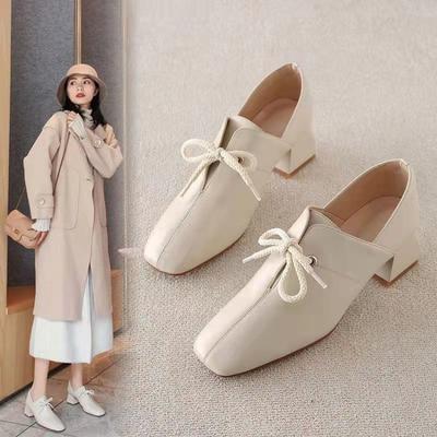 Design Damskie Mokasyny Miękkie Skórzane Buty Wygodne Codzienne Wysokie Obcasy Jednokolorowe Buty Damskie Biuro Impreza Pojedyncze Buty Lolita