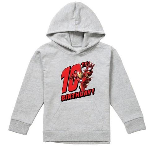 Marvel Childrens/Kids Iron Man Heather 10th Birthday Hoodie