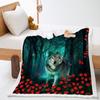 2D Digital Printed Cover Blanket Animal Moonlight Wolf Thickened Lamb Fleece Crystal Fleece Blanket