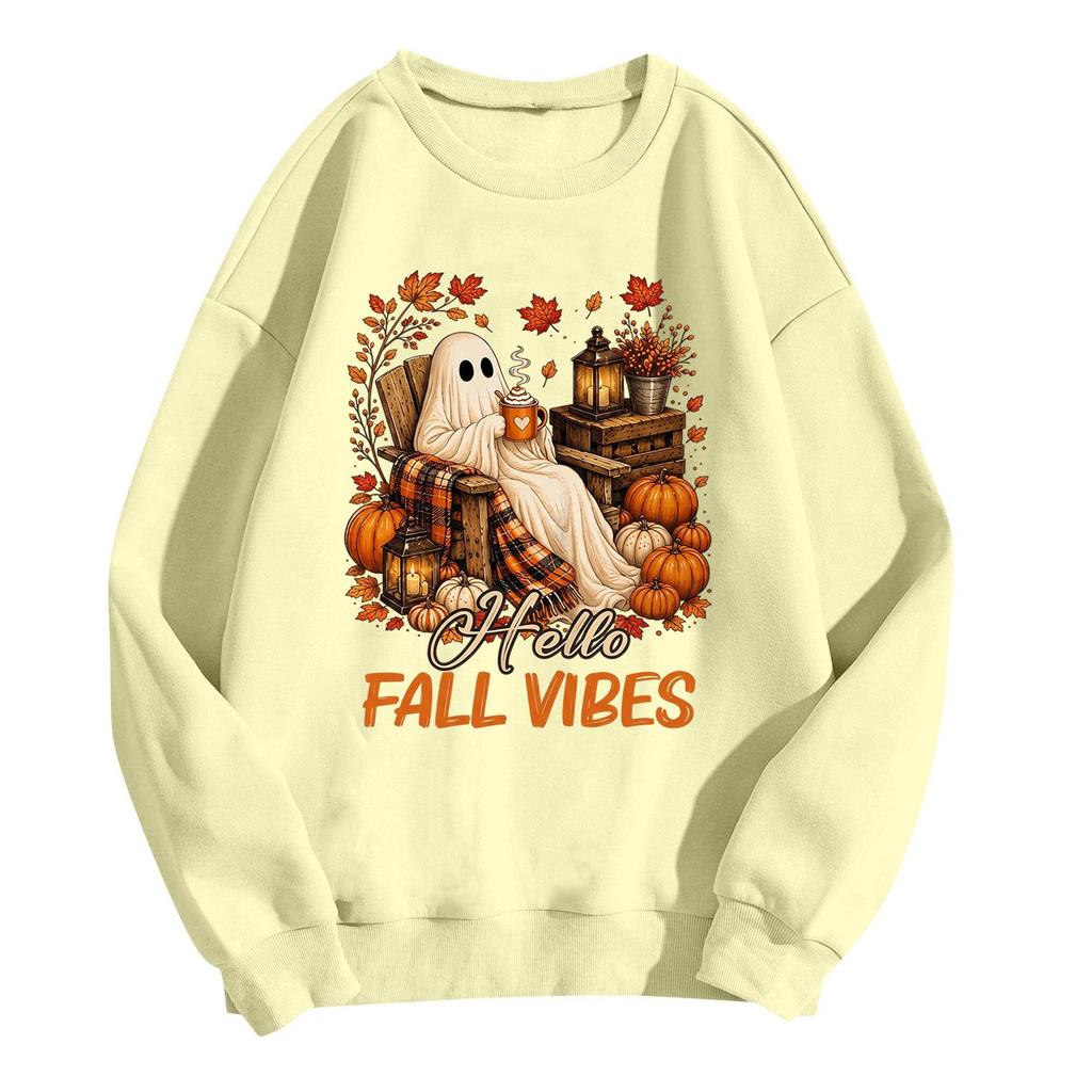 Ladies Fashion Casual Halloween Printed Pullover Sweater