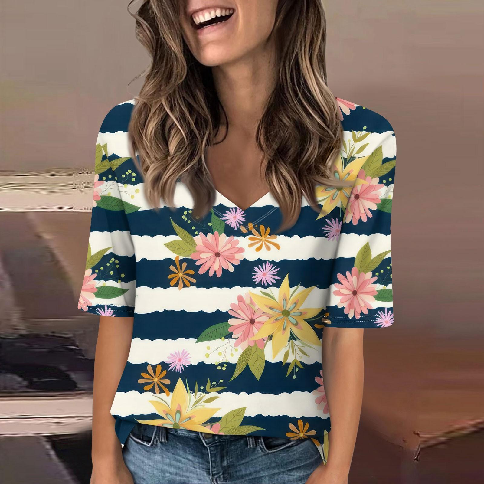 

Рубашки для женщин, модные футболки с v-образным вырезом, повседневные летние футболки с принтом, футболка, блузка, топы с короткими рукавами для женщин M