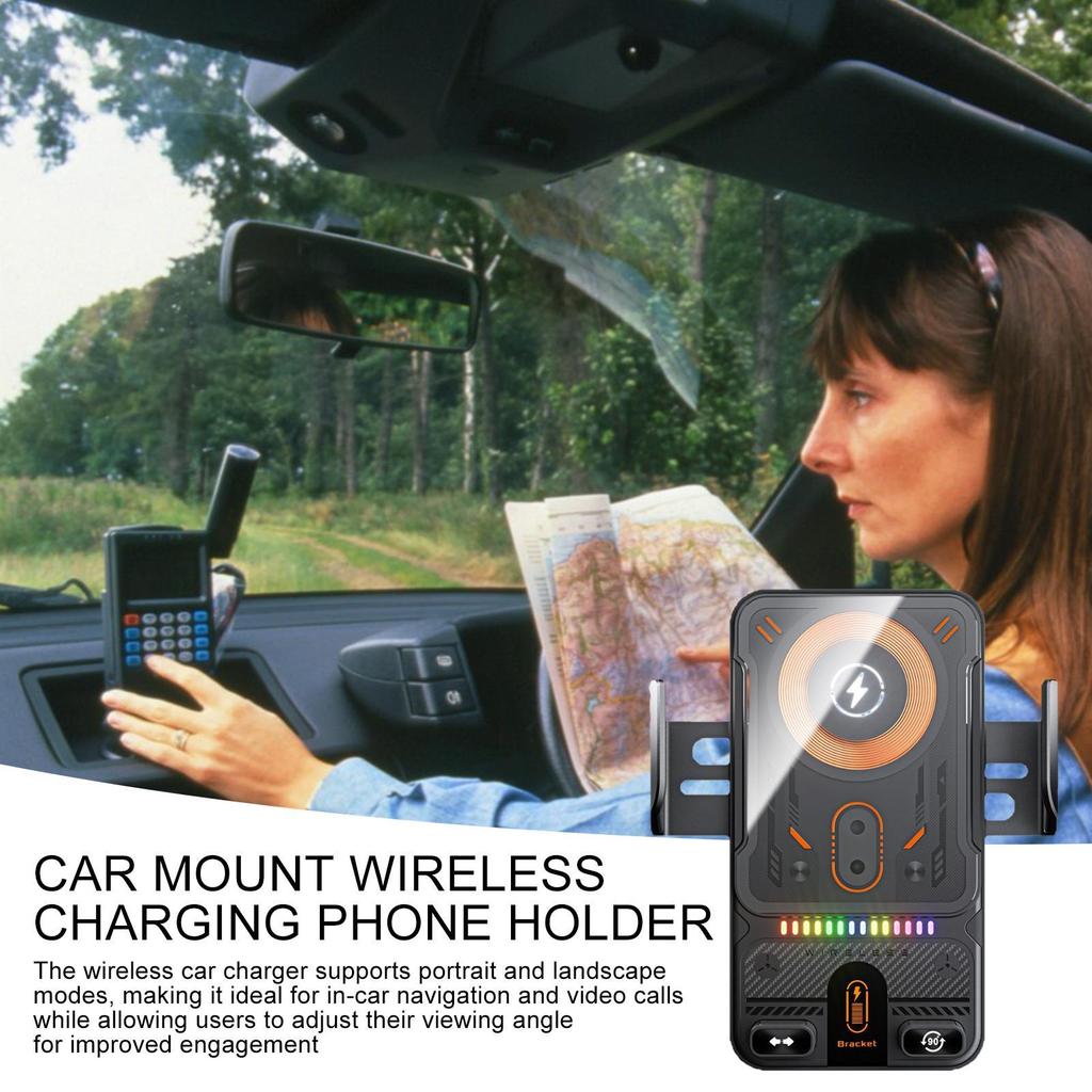 Wireless Car Charger Stand 15W Fast Charging Air Vent Cradles Auto Clamping Car Phone Holder for Music Control Video Streaming