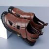 Men's sandals 2025 summer breathable hole shoes men's leather non-slip casual dad shoes durable rubber sole