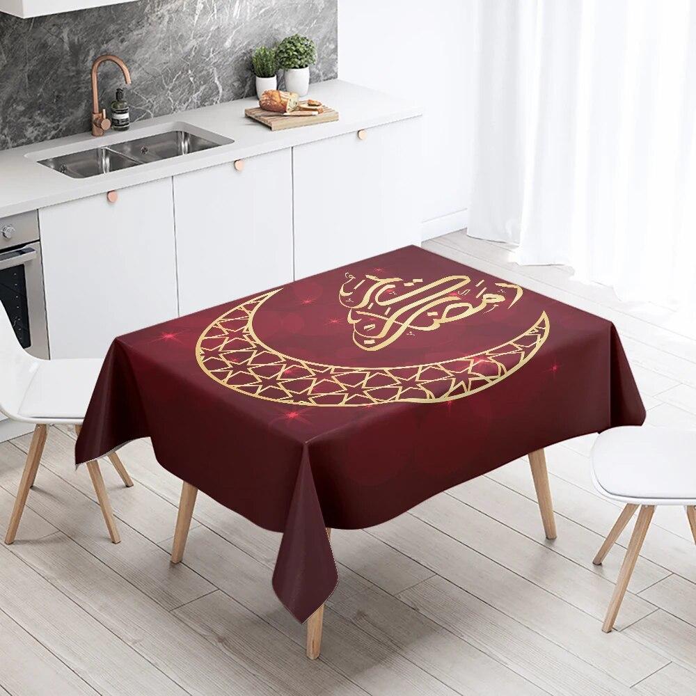 Eid Mubarak Home Decoration Tablecloth Islamic Mosque Muslim Decoration Tablecloth Waterproof and Anti-fouling