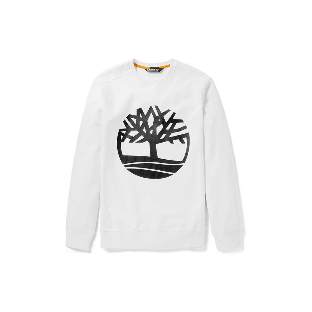 Timberland Solid Print Tree Crew Neck Long Sleeve Sweatshirt Men Sweatshirt White A2BJ8-P54