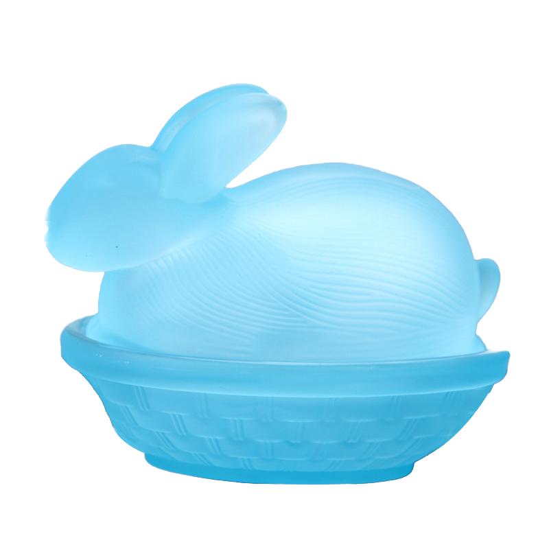 Vintage Glass Rabbit Candy Dish With Lid, Colorful Crystal With Lid Funny Candy Jars For Dessert