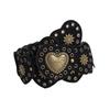 Wasteland Style Retro Love Suede Rivet Accessories Air-eye Punk Handsome Hot Girl Western Style Heavy Industry Wide Belt