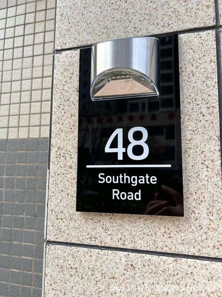 Solar-Powered Custom House Number Plaque with LED Lights