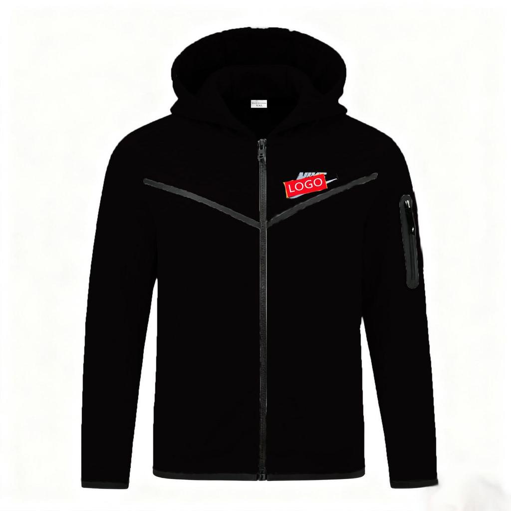 Spring-Autumn Men's Track & Field Hoodie with Chest Stripe and Zipper