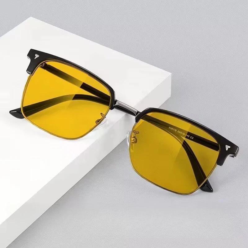 Yellow Lens Night Vision Myopia Glasses High-end Photochromic Near Sight Glasses for Driving Eye Protection Eyewear Diopter +3.5