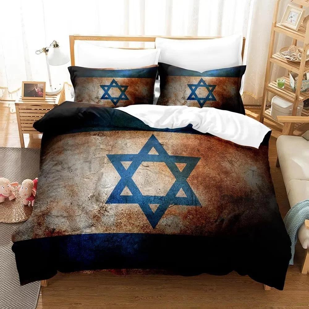 New 3d Print Israel Flag Bedding Set Duvet Cover 1 Duvet Cover 2 Pillowcases Adult and Kids Bedding Set Luxury Children's Gifts
