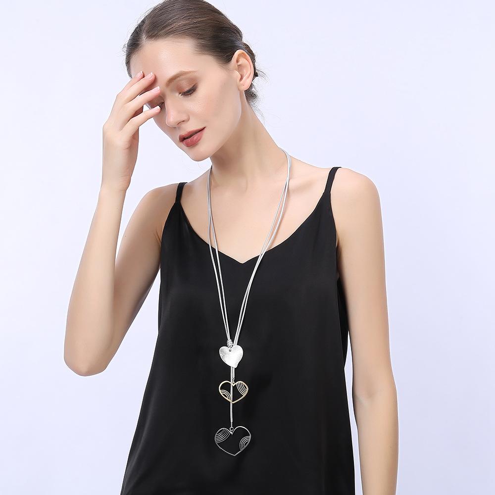 Atmospheric Simple Heart-Shaped Fringed Fashion Women'S High-End Pendant Long Sweater Chain