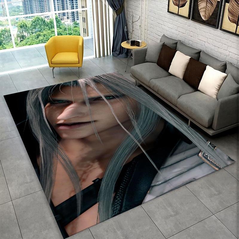 Cloud Tifa Final Fantasy Games Sephiroth Carpet Rug for Bedroom Living Room Sofa Playroom Doormat Home Decor,Area Rug Non-slip