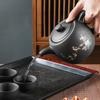 Yixing Fialové hliněné čajové konvice Velkokapacitní Květiny a ptáci Čajová konvice Ručně vyráběná Zhu Mud Dragon Vzor Čajový infuzér Čínský čajový set