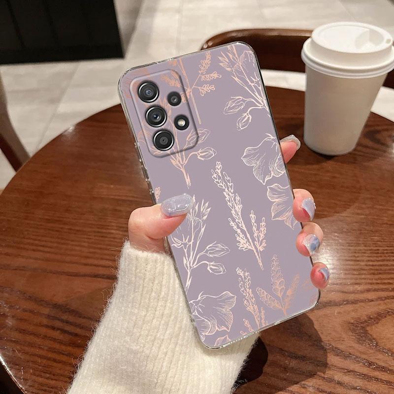 Glitter Hearts Love Grass Leaf Phone Case For Samsung Galaxy A56 A57 A37 A55 A54 A36 A35 A26 A25 A16 A17 A07 A52 A34 A53 Cover