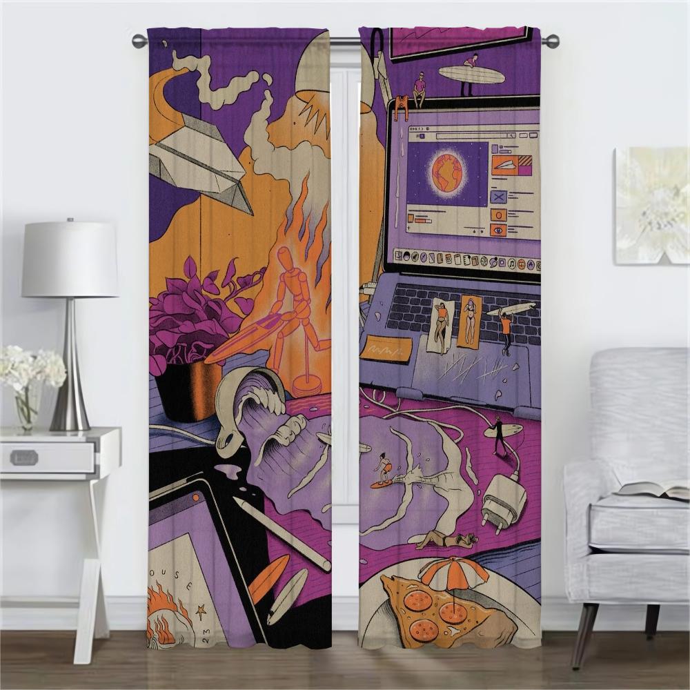 Imagination Anti-mosquito Curtains 2 Pieces Partition Halloween Decoration Living Room Curtain Shades Curtains for Camera Child
