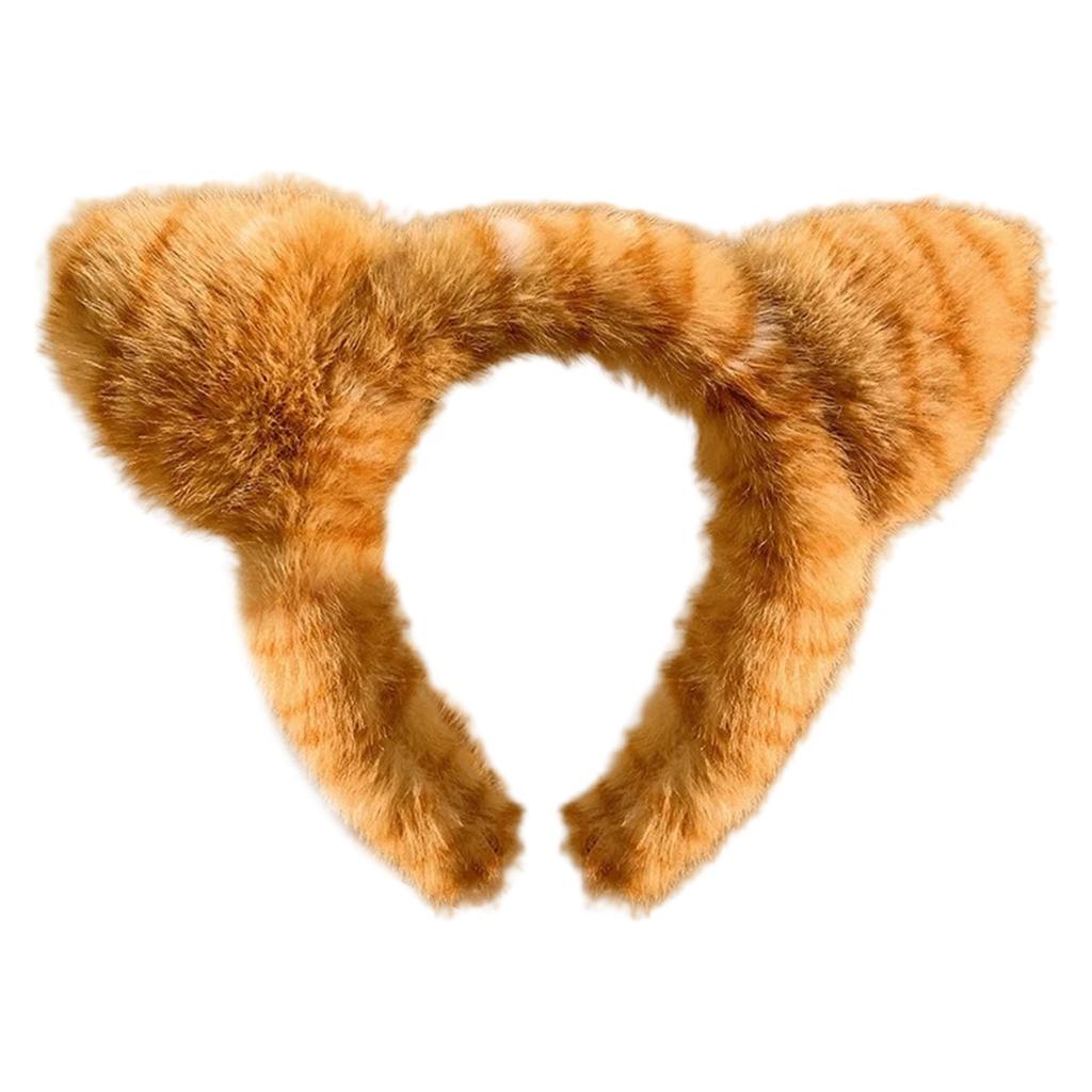 Cartoon Cats Ear Headbands Lovely Plush Hair Hoop Soft Comfortable Headwear for Women and Girls