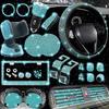 NBTEPEM 27-Piece Bling Car Accessories Set - Universal Fit Steering Wheel Covers, License Plate Frames, Phone Holder, Car Fast Charger, Coasters