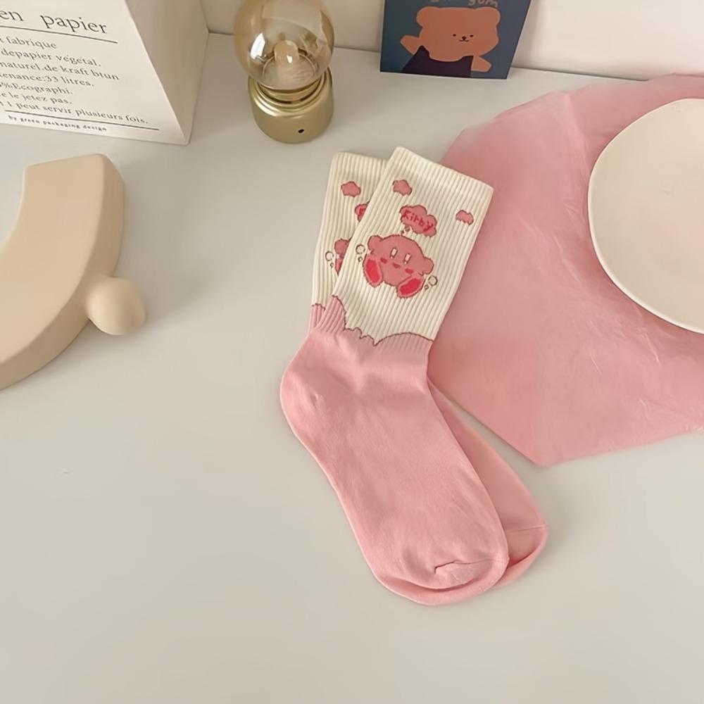5 Pares de Calcetines Suaves Rosa y Blanco de Algodón, Paquete de Calcetines de Longitud Media, Medias y Ropa Interior para Mujer