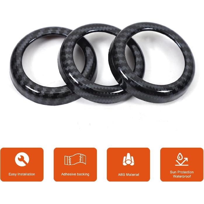 Daeiclru Center Control Knob Trim Cover Compatible with Nissan 370Z 2009-2020, Carbon Fiber Style Center Control AC Knob Radio Panel Cover Trim