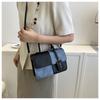 Fashion Splicing Plaid Texture Handbag Spring and Autumn Commuting Foreign Style Shoulder Messenger Bag Small Square Bag Tide