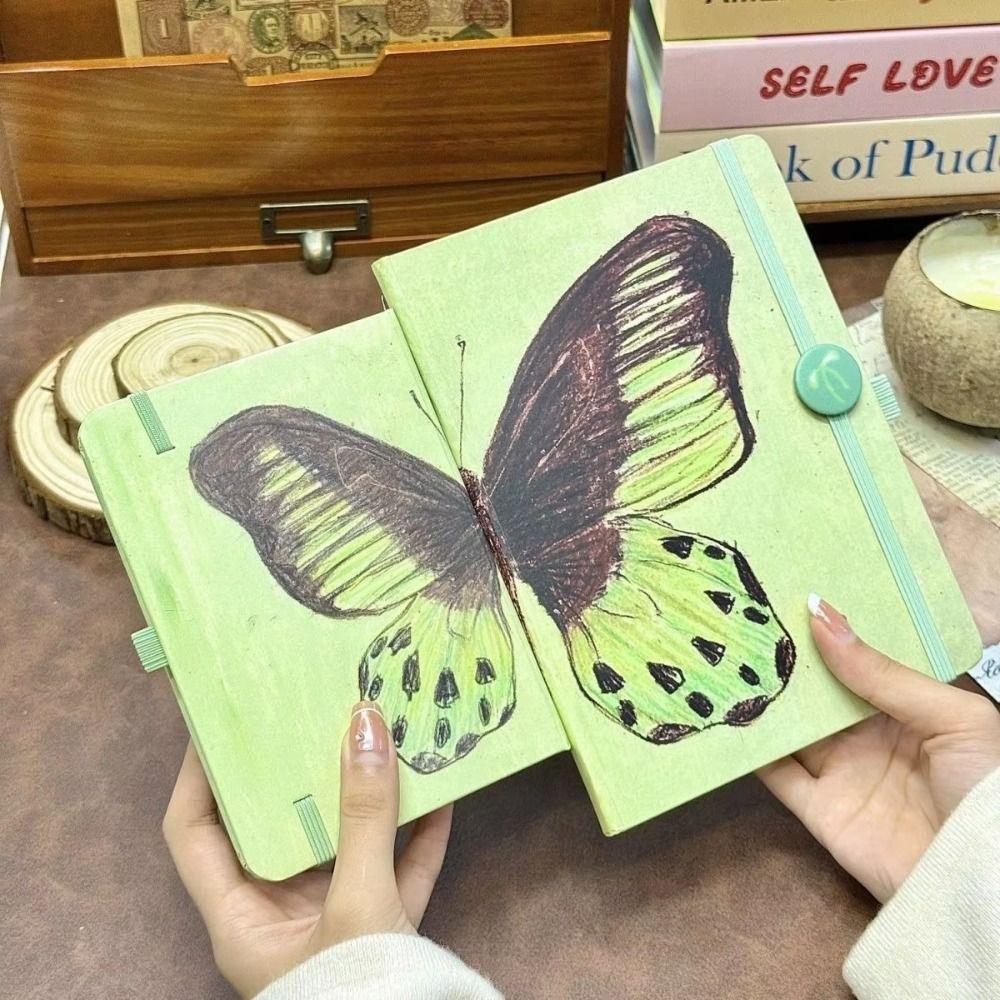 Prázdný vnitřní A5 zápisník Mátově zelený deník Denní plánovač Zápisník s motýlem Školní potřeby