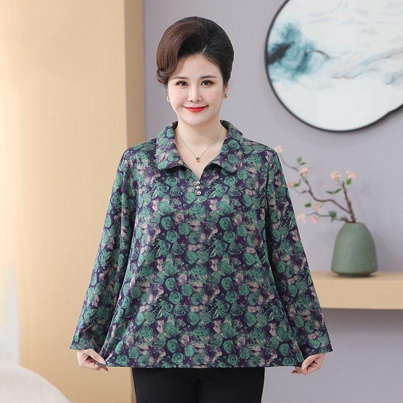 

Модная женская блузка большого размера с длинными рукавами и лацканами, стройнящая, плюс сайз, плюс для полных XL зелёный