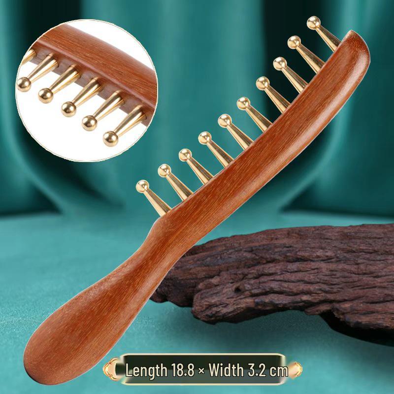 Sandalwood Air-Cushion Meridian Massage Brush for Abdominal and Liver Stimulation