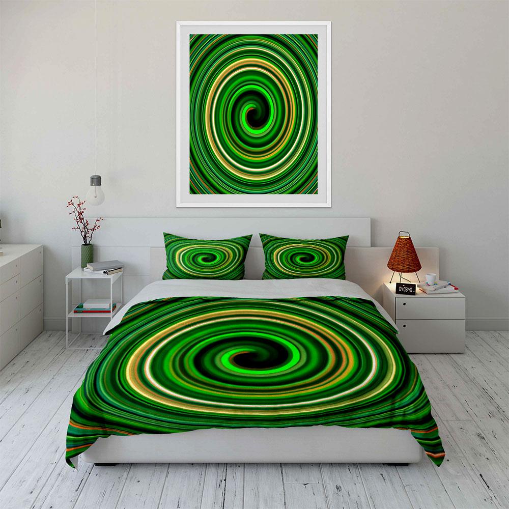 "Green Abstract Art Prints Set" Bedding Set with 1 Duvet Cover 2 Pillowcases Single Double King Queen, Gift