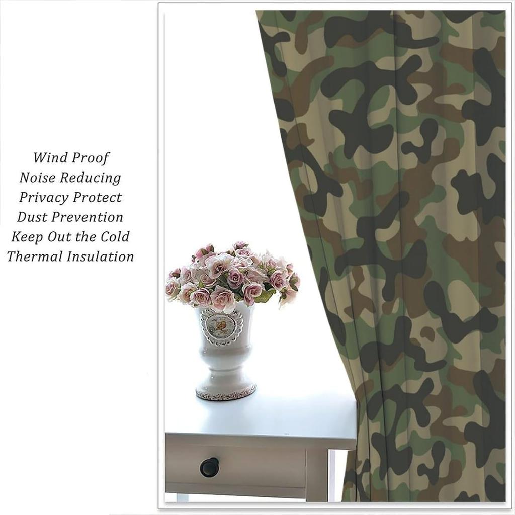 Camouflage Curtains,Teens Camo Window Curtains for Kids Boys Girls Teens,Army Camouflage Curtains for Living Room Bedroom