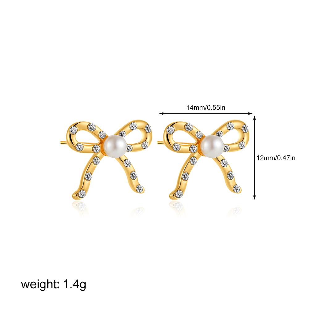 

New Trendy Bow Knot Shape Fashion Cute Charm Stud Earrings For Women Shiny CZ Zircon Earring Luxury Zircon Daily Party Gifts