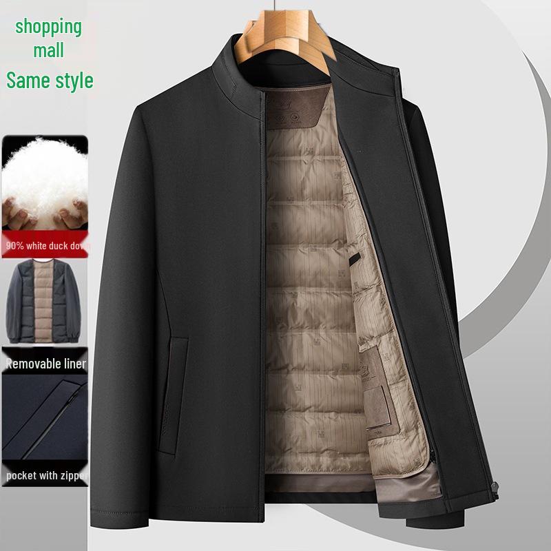 Plus Size Men's Trendy Winter Down Jacket - Thickened Business Mid-Length Coat for Middle-Aged and Elderly Dads