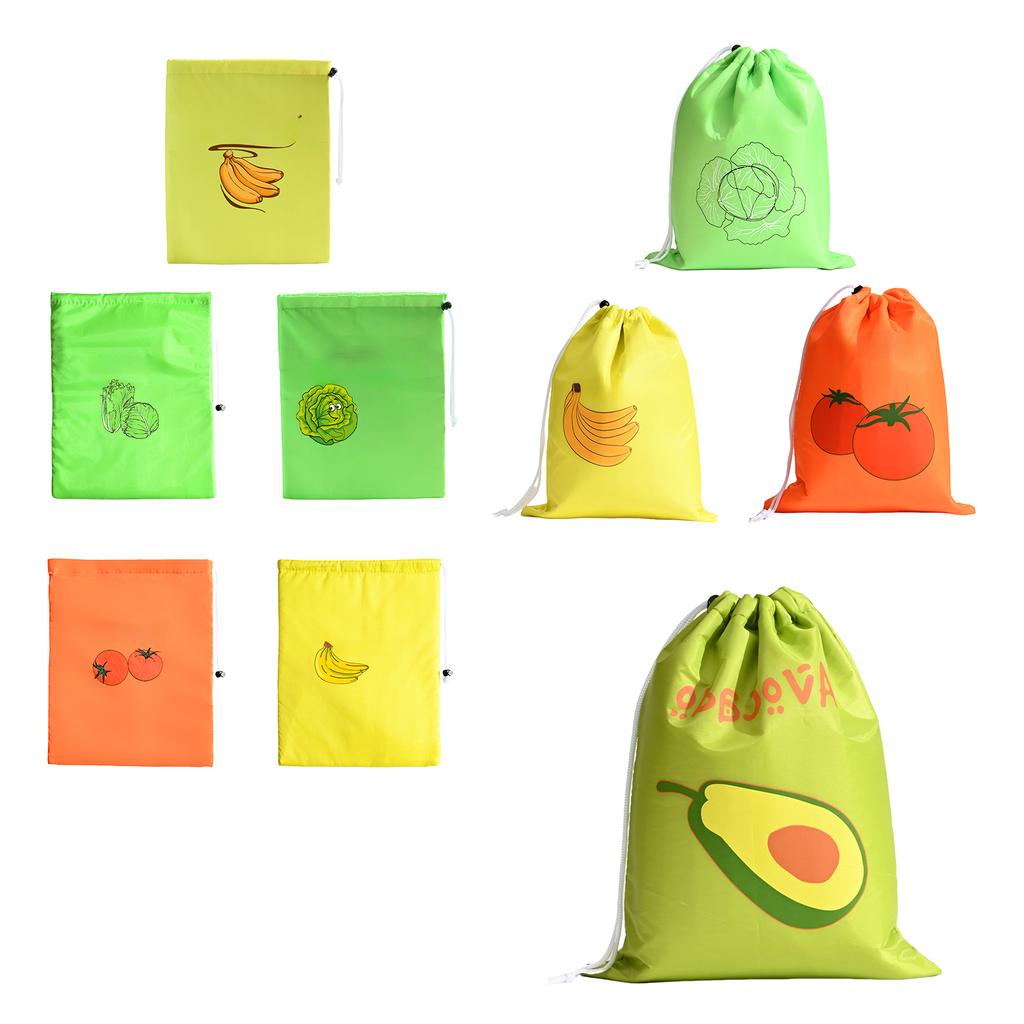 Reusable Vegetable Fruit Freshness Storage Bags Polyester for Kitchen Refrigerator Organization Large Capacity