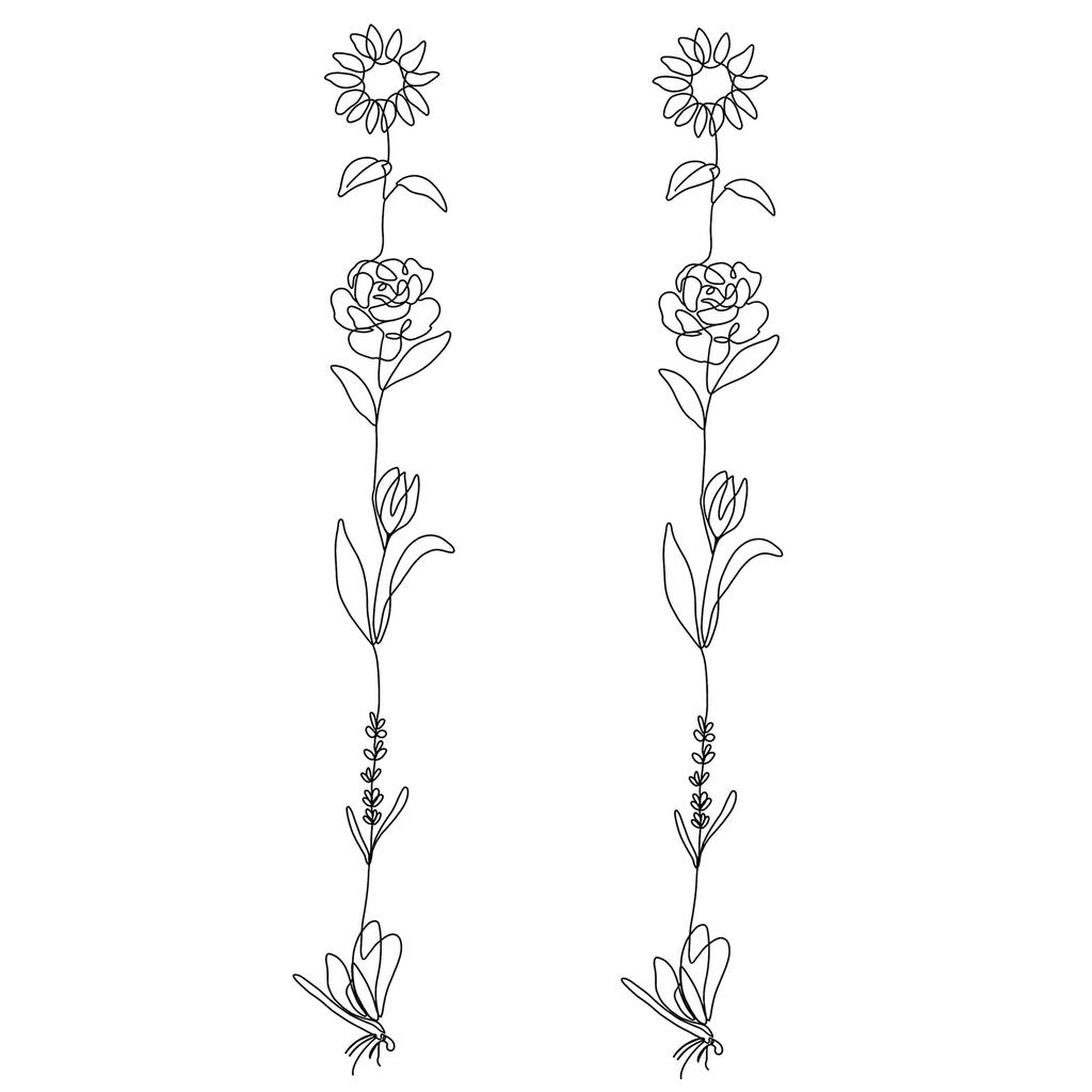Small Fresh And Simple Butterfly Wicker Flower Plain Flower Waist Belly Arm Tattoo Sticker