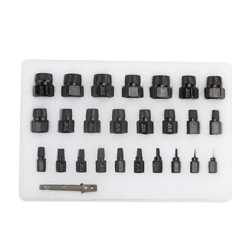 Multi-Spline Easy Out Bolt Extractor 26pcs Screw Extractor Set Tap Extractors Sturdy Build Heavy-Duty Performance For Efficient
