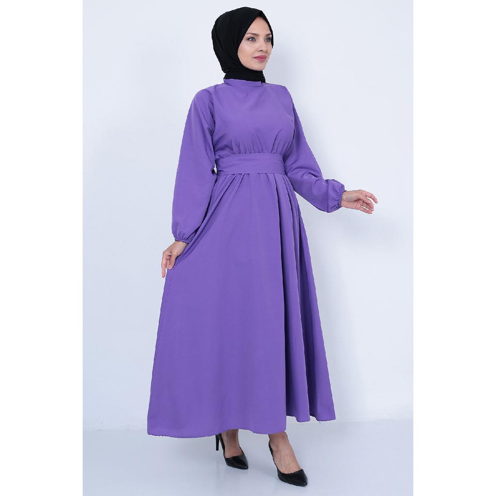 Rochie Neagra Hijab De Sezon Cu Talie Si Curea Elastica