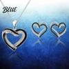 Rhinestone Heart Jewelry Overlapping Hearts Set Black White Necklace