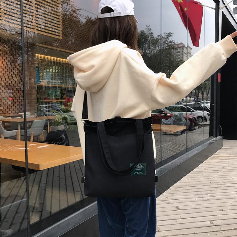 Ins Multi-purpose Women's Korean Version Shoulder Canvas Bag, Fashion and Art Messenger Tote Bag, Backpack, Make-up Lesson Canvas Bag