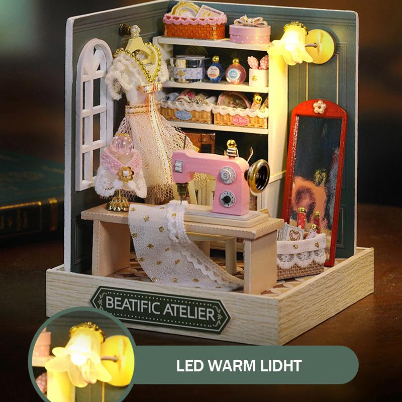 Mini Miniature Doll House DIY Small House Kit Making Room Toys Home Bedroom Decorations With Furniture Wooden Craft DollHouses