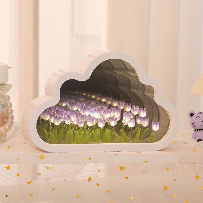 Tulip Flower Sea Cloud DIY Night Light – Handmade Desktop Atmosphere Light, Perfect for Mother's Day or Birthday Gifts