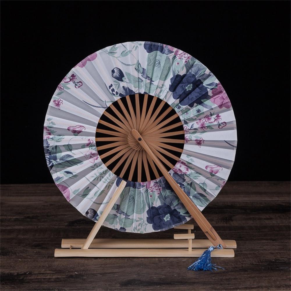 New Japanese Sakura Flower Pocket Folding Hand Fan Round Circle Party Decor Gift Bamboo Windmill Folding Fan Chinese Fans