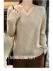 Women's 100% Wool Argyle V-Neck Sweater - Slimming, Versatile Twist Pattern Knitwear for Autumn/Winter