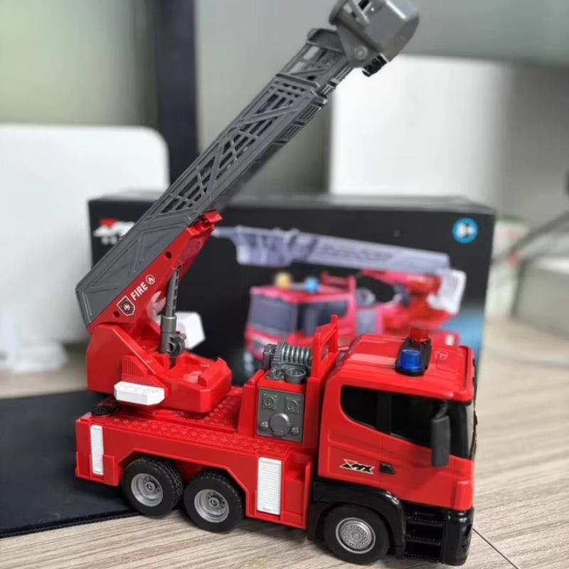 Remote Control Fire Truck Charging Sound And Light Water Spraying Lifting Cloud Ladder Rescue Project Car Children And Boy Gift