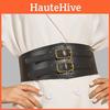 Elastic Faux Leather Waist Belt For Women With Vintage Korean Style Double Buckle Design
