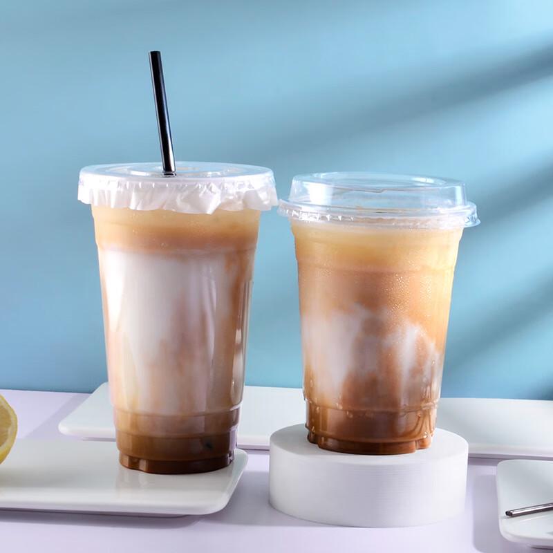 500ml Disposable Plastic Beverage Cups with Flat Lids