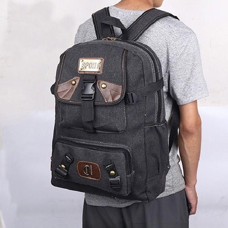 Men's Canvas Backpack with Large Capacity Multifunctional for Outdoor Sports Student Schoolbag Women's Travel Backpack