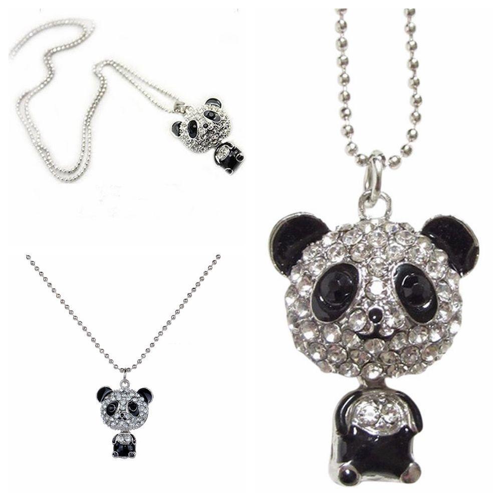 FREE GIFT BAG Gold Plated Rhinestone Crystal Panda Cute Necklace Chain Jewellery FREE GIFT BAG Gold Plated Rhinestone Crystal Panda Cute Necklace Chain Jewellery