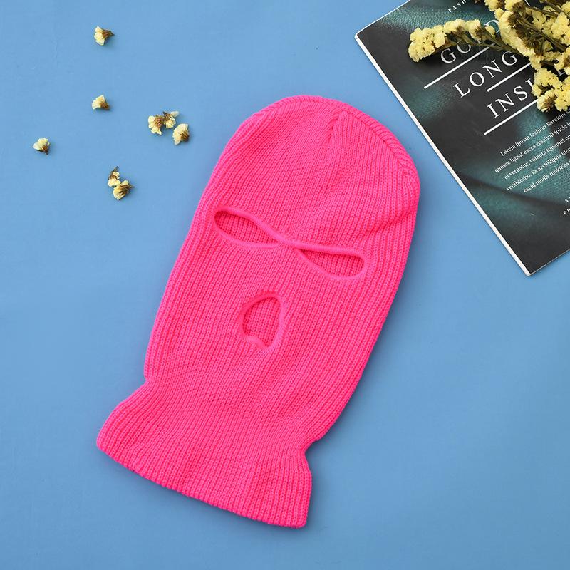 Full Face Cover Ski Mask Hat Balaclava Distressed Knitted Beanie Camouflage Men Hat Women Winter Warm Windproof Bicycle Neck Hat